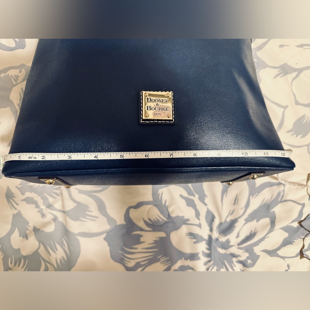 Dooney & Bourke Navy Leather Shoulder Bag with Gold Accents - Picture 9 of 11